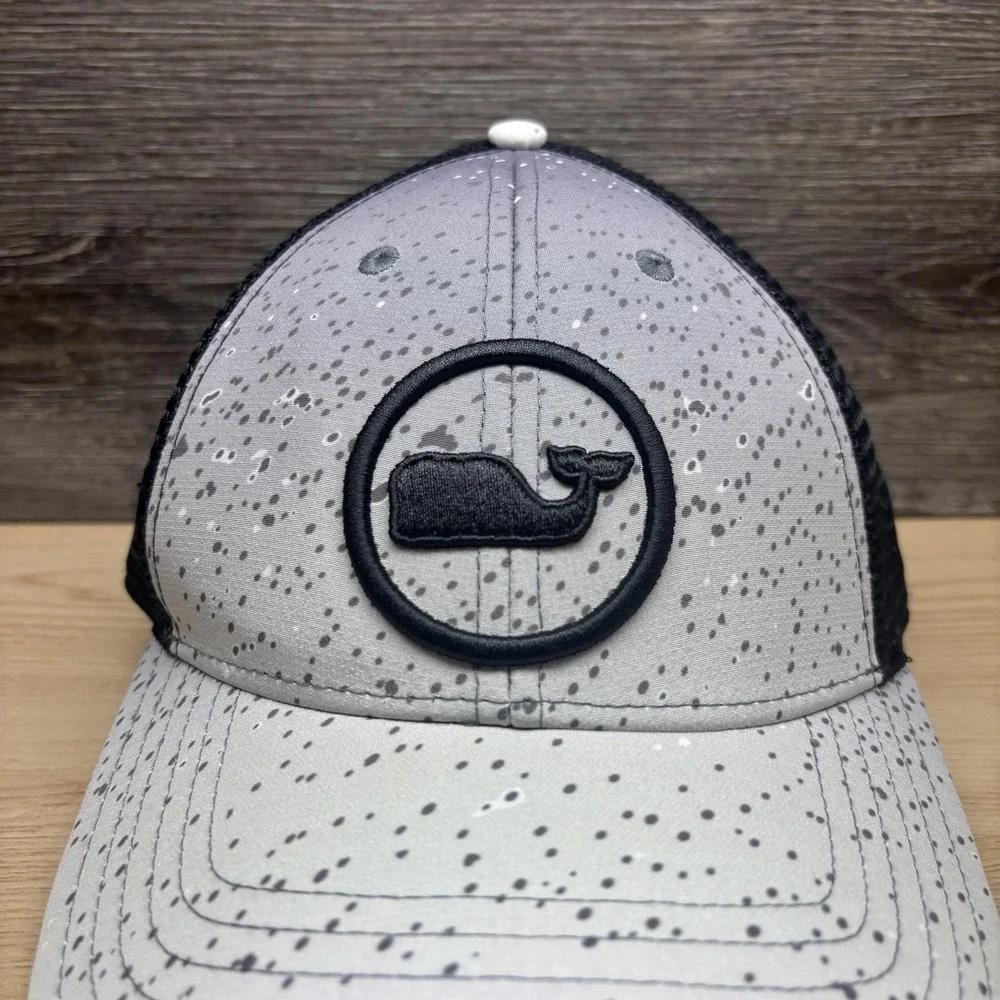 Vineyard Vines Hat Cap Snap Back‎ Black Gray Whale Logo Mesh Trucker Mens